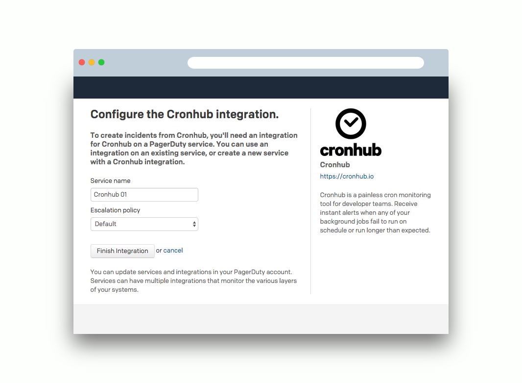 Configure the Cronhub Integration